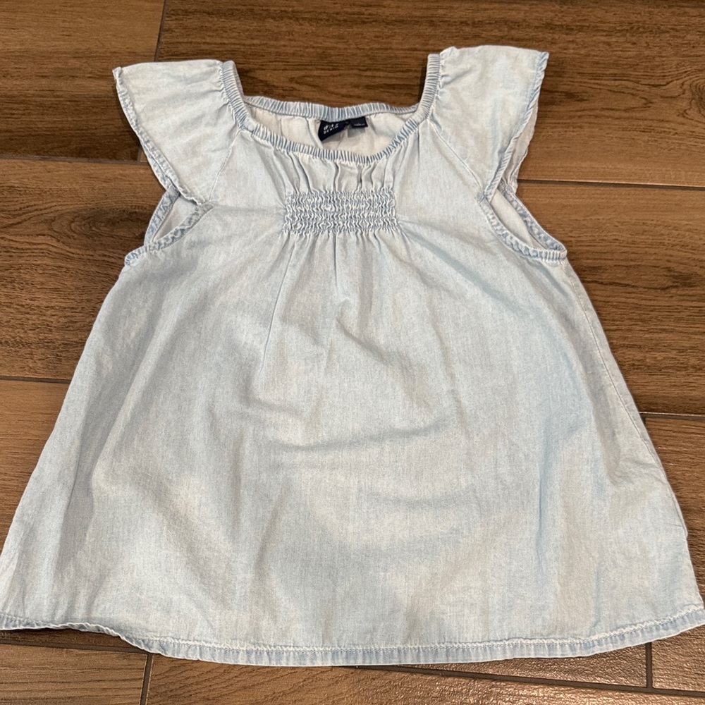 GAP Light Blue chambray Ruffled Kids Top